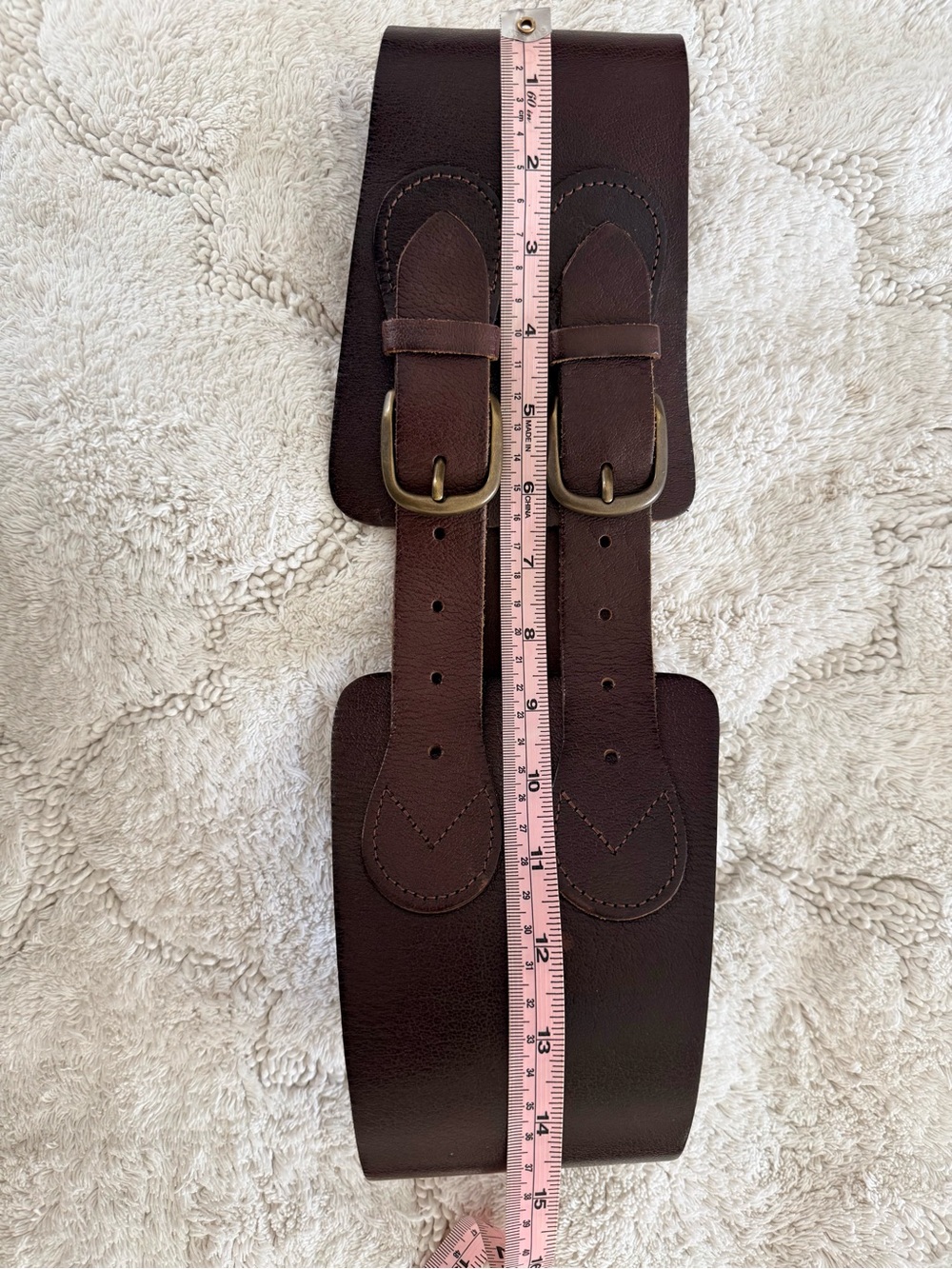Linea Pelle Wide Double-Buckle Brown Leather Waist Belt size S - Picture 6 of 8
